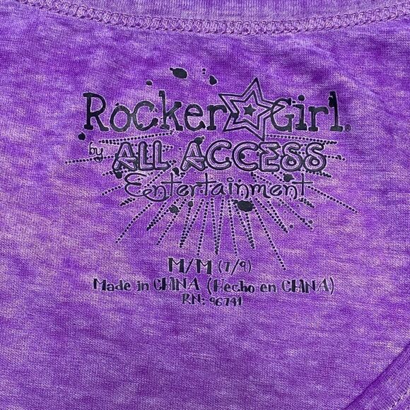 Rocker Girl All Access Women’s Purple Semi Sheer Bony Finger Peace Sign Shirt - Picture 5 of 9